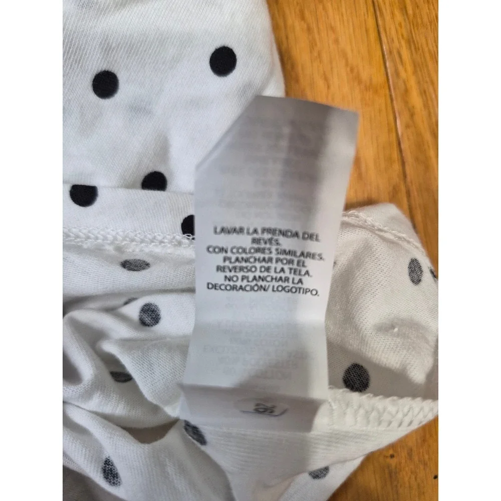 The Childrens Place Girls White Black Polka Dot Smocked Long Sleeve Top 4T NEW